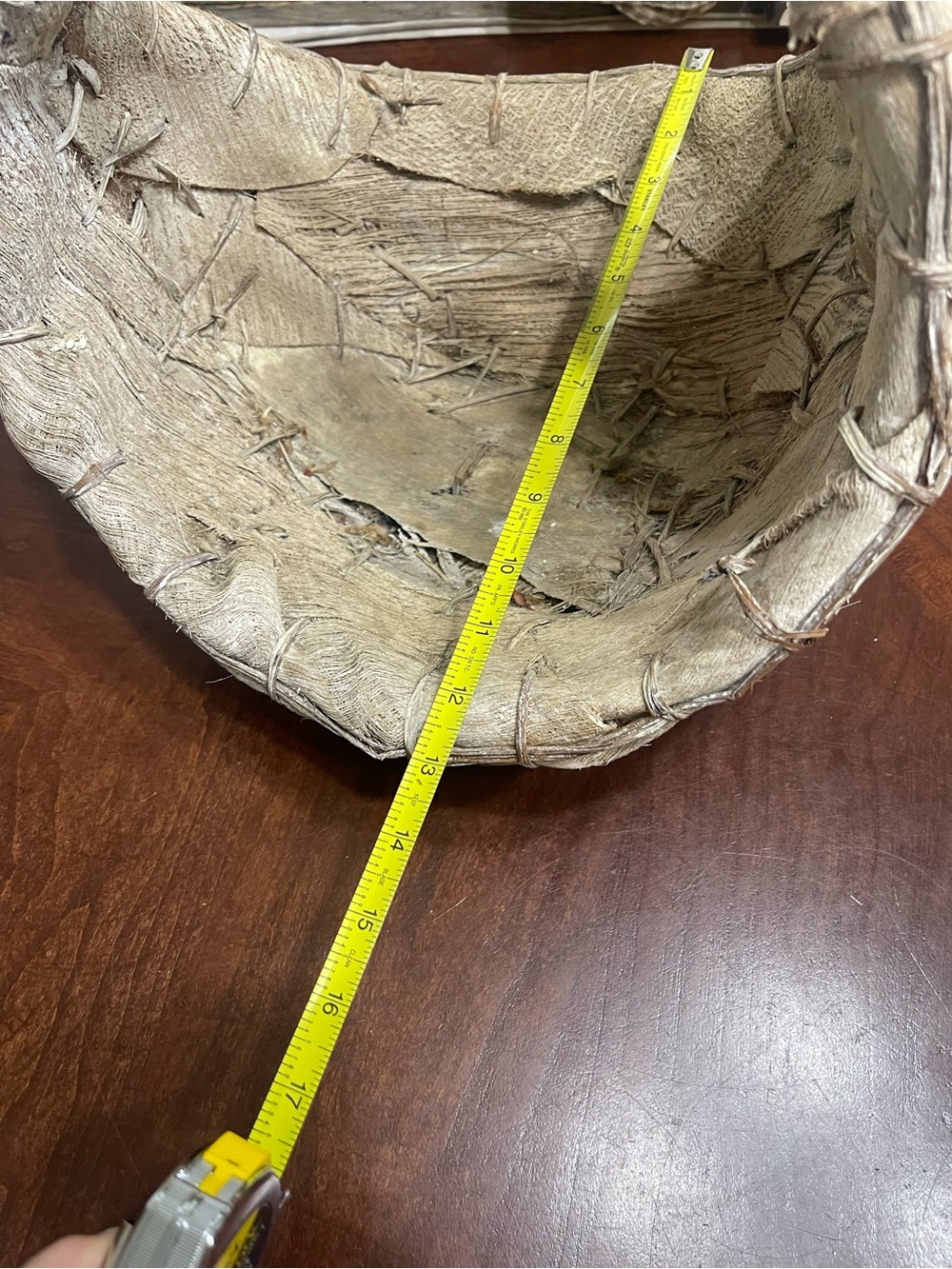 Vintage HUSK Fiber Handmade PalmLeaf Basket Rustic Woven Primitive Large - Picture 4 of 10